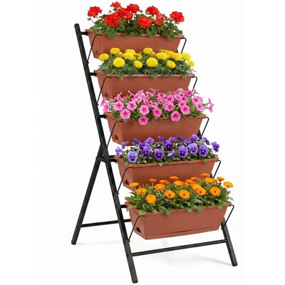 CostwayJardinière Verticale Surélevée Jardinière sur Pied avec 5 Bacs à Fleurs Trous de Drainage Plateau Amovible Cadre Métallique Solide Rouge - Publicité CostwayJardinière Verticale Surélevée Jardinière sur Pied avec 5 Bacs à Fleurs Trous de Drainage Plateau Amovible Cadre Métallique Solide Rouge - Publicité