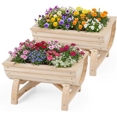 CostwayLot de 2 Bac à Fleur en Bois de Sapin Jardinières Surélevées sur Pieds avec Trou de Drainage Carré Potager en Bois Naturel - Publicité CostwayLot de 2 Bac à Fleur en Bois de Sapin Jardinières Surélevées sur Pieds avec Trou de Drainage Carré Potager en Bois Naturel - Publicité