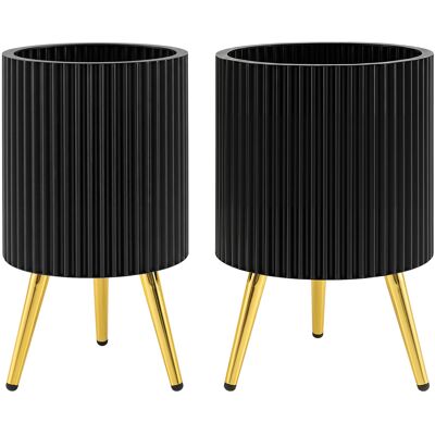 CostwayLot de 2 Pot de Fleur Exterieur sur Pied en Métal Cache-Pot Noir Texturé avec Trou de Drainage et Patins Réglables Noir - Publicité CostwayLot de 2 Pot de Fleur Exterieur sur Pied en Métal Cache-Pot Noir Texturé avec Trou de Drainage et Patins Réglables Noir - Publicité
