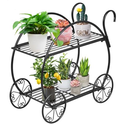 CostwayÉtagère à Fleurs Fer Forgé à 2 Niveaux 34x66x62,5CM Étagère pour Plantes avec 4 Roues Décoratives pour Balcon Jardin Cour - Publicité CostwayÉtagère à Fleurs Fer Forgé à 2 Niveaux 34x66x62,5CM Étagère pour Plantes avec 4 Roues Décoratives pour Balcon Jardin Cour - Publicité