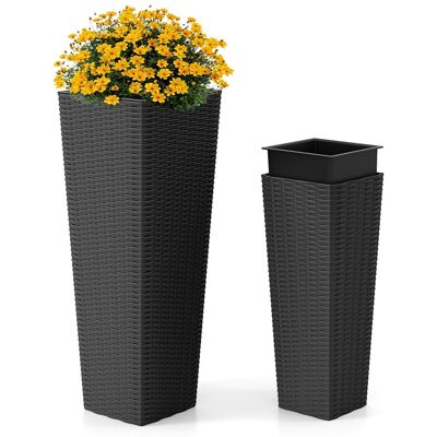 CostwayEnsemble de Pots à Plantes en Rotin Lot de 2 Grands Jardinières d'Extérieur avec Bacs Intérieurs Amovibles Trous de Drainage Noir - Publicité CostwayEnsemble de Pots à Plantes en Rotin Lot de 2 Grands Jardinières d'Extérieur avec Bacs Intérieurs Amovibles Trous de Drainage Noir - Publicité