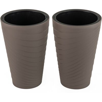CostwayLot de 2 Pots de Fleurs de 45cm de Hauteur Jardinières Décoratives Modernes avec Seau Intérieur Poignée Trous de Drainage Marron - Publicité CostwayLot de 2 Pots de Fleurs de 45cm de Hauteur Jardinières Décoratives Modernes avec Seau Intérieur Poignée Trous de Drainage Marron - Publicité