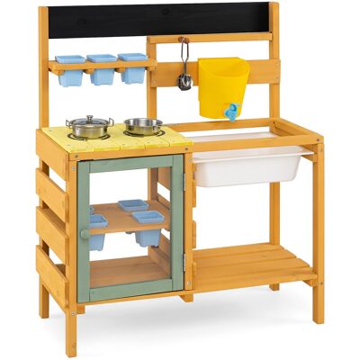 CostwayCuisine Enfant avec Réservoir d'Eau Robinet Évier Cuisine en Bois Enfant avec 2 Cuisinières 6 Pots de Fleurs Tableau Noir pour 3+ Ans Jaune - Publicité CostwayCuisine Enfant avec Réservoir d'Eau Robinet Évier Cuisine en Bois Enfant avec 2 Cuisinières 6 Pots de Fleurs Tableau Noir pour 3+ Ans Jaune - Publicité