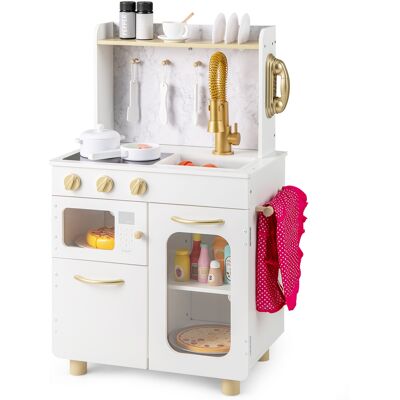 CostwayCuisine Enfant en Bois Jeu d'Imitation avec Plaques de Cuisson Évier et Robinet Extractible Micro-ondes Four pour 3 Ans+ Blanc - Publicité CostwayCuisine Enfant en Bois Jeu d'Imitation avec Plaques de Cuisson Évier et Robinet Extractible Micro-ondes Four pour 3 Ans+ Blanc - Publicité