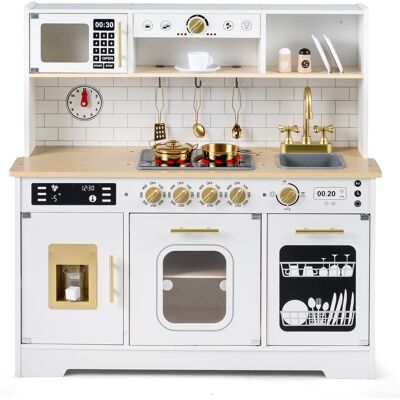 CostwayCuisine Enfants Cuisine de Jeu en Bois avec Lumières&Sons Cuisinière Évier Robinet Four Machine à Glaçons Micro-Ondes pour 3+ Ans Blanc - Publicité CostwayCuisine Enfants Cuisine de Jeu en Bois avec Lumières&Sons Cuisinière Évier Robinet Four Machine à Glaçons Micro-Ondes pour 3+ Ans Blanc - Publicité