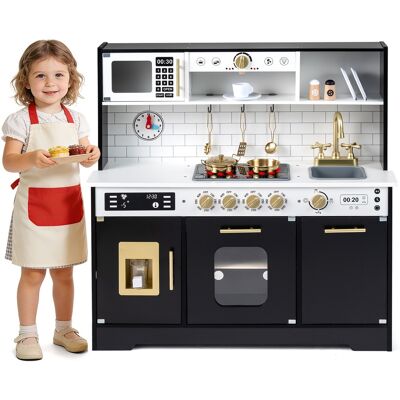CostwayCuisine Enfants Cuisine de Jeu en Bois avec Lumières&Sons Cuisinière Évier Robinet Four Machine à Glaçons Micro-Ondes pour 3+ Ans Noir - Publicité CostwayCuisine Enfants Cuisine de Jeu en Bois avec Lumières&Sons Cuisinière Évier Robinet Four Machine à Glaçons Micro-Ondes pour 3+ Ans Noir - Publicité
