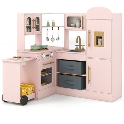 CostwayCuisine d'Angle avec Lumières et Sons Ensemble de Jeu en Bois Interactif avec Plateau Rétractable Évier Plaques de Cuisson Four 3 Ans+ Rose - Publicité CostwayCuisine d'Angle avec Lumières et Sons Ensemble de Jeu en Bois Interactif avec Plateau Rétractable Évier Plaques de Cuisson Four 3 Ans+ Rose - Publicité