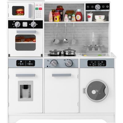 CostwayCuisine de Jeu pour 3 Ans et Plus Jouets de Cuisine en Bois avec Evier Robinet Distributeur d Eau Micro-ondes Four Ustensiles Blanc - Publicité CostwayCuisine de Jeu pour 3 Ans et Plus Jouets de Cuisine en Bois avec Evier Robinet Distributeur d Eau Micro-ondes Four Ustensiles Blanc - Publicité
