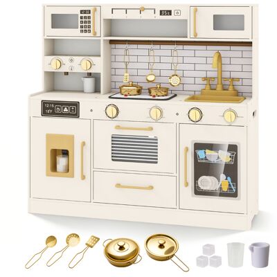 CostwayCuisine Enfant 3+ Ans Cuisine Jouet avec Plaques de Cuisson Lumière & Son Robinet Évier Distributeurs de Glace & Eau Micro-Ondes Beige - Publicité CostwayCuisine Enfant 3+ Ans Cuisine Jouet avec Plaques de Cuisson Lumière & Son Robinet Évier Distributeurs de Glace & Eau Micro-Ondes Beige - Publicité