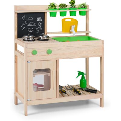 CostwayCuisine Enfant en Bois Massif Cuisine d'Imitation avec Tableau Noir Plaques de Cuisson Robinet Évier Ustensiles Pots de Fleurs pour 3+ Ans - Publicité CostwayCuisine Enfant en Bois Massif Cuisine d'Imitation avec Tableau Noir Plaques de Cuisson Robinet Évier Ustensiles Pots de Fleurs pour 3+ Ans - Publicité
