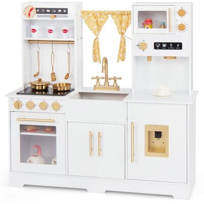 CostwayCuisine de Jeu en Bois pour Enfants de 3 Ans et Plus avec Cafetière Evier Robinet Cuisinière Distributeur d'Eau Micro-ondes Four Blanc - Publicité CostwayCuisine de Jeu en Bois pour Enfants de 3 Ans et Plus avec Cafetière Evier Robinet Cuisinière Distributeur d'Eau Micro-ondes Four Blanc - Publicité