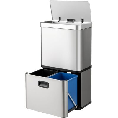 CostwayPoubelle en Acier Inoxydable de 56 L Poubelle à Capteur de Mouvement avec 2 Bacs Amovibles Couvercle à Maintien Ouvert & Fermeture Argent - Publicité CostwayPoubelle en Acier Inoxydable de 56 L Poubelle à Capteur de Mouvement avec 2 Bacs Amovibles Couvercle à Maintien Ouvert & Fermeture Argent - Publicité