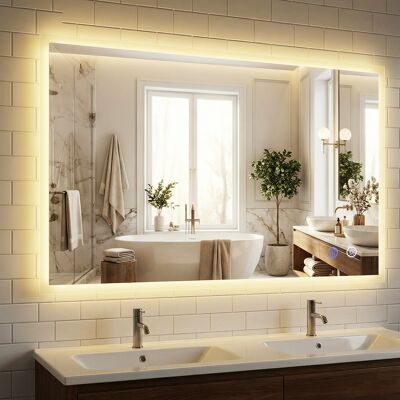 CostwayMiroir LED pour Salle de Bain 120 x 70 cm Miroir Mural Rectangulaire avec Anti-buée Fonction Mémoire 3 Couleurs de Lumière Commande Tactile - Publicité CostwayMiroir LED pour Salle de Bain 120 x 70 cm Miroir Mural Rectangulaire avec Anti-buée Fonction Mémoire 3 Couleurs de Lumière Commande Tactile - Publicité