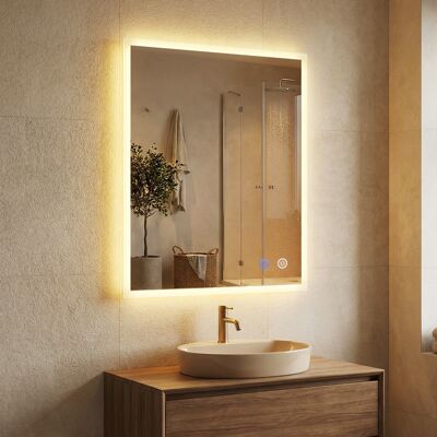 CostwayMiroir LED pour Salle de Bain 70 x 50 cm Miroir Mural Rectangulaire avec Anti-buée Fonction Mémoire 3 Couleurs de Lumière Commande Tactile - Publicité CostwayMiroir LED pour Salle de Bain 70 x 50 cm Miroir Mural Rectangulaire avec Anti-buée Fonction Mémoire 3 Couleurs de Lumière Commande Tactile - Publicité