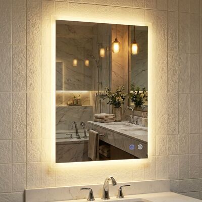 CostwayMiroir LED pour Salle de Bain 80 x 60 cm Miroir Mural Rectangulaire avec Anti-buée Fonction Mémoire 3 Couleurs de Lumière Réglage Argent - Publicité CostwayMiroir LED pour Salle de Bain 80 x 60 cm Miroir Mural Rectangulaire avec Anti-buée Fonction Mémoire 3 Couleurs de Lumière Réglage Argent - Publicité
