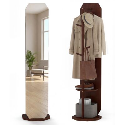 CostwayMiroir sur Pied Miroir avec Porte-Manteau 3 en 1 Base Pivotante à 360° 2 Étagères 4 Crochets Naturel 39,5 x 166,5 cm - Publicité CostwayMiroir sur Pied Miroir avec Porte-Manteau 3 en 1 Base Pivotante à 360° 2 Étagères 4 Crochets Naturel 39,5 x 166,5 cm - Publicité