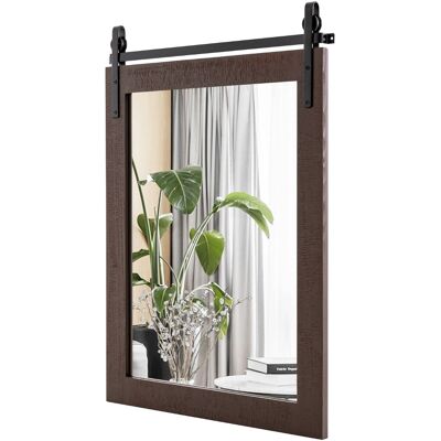 CostwayMiroir Mural Rustique avec Cadre en Bois Massif et Support en Métal 76 X 56 Cm Miroir Décoratif de Style Porte de Grange Rectangulaire Noyer - Publicité CostwayMiroir Mural Rustique avec Cadre en Bois Massif et Support en Métal 76 X 56 Cm Miroir Décoratif de Style Porte de Grange Rectangulaire Noyer - Publicité