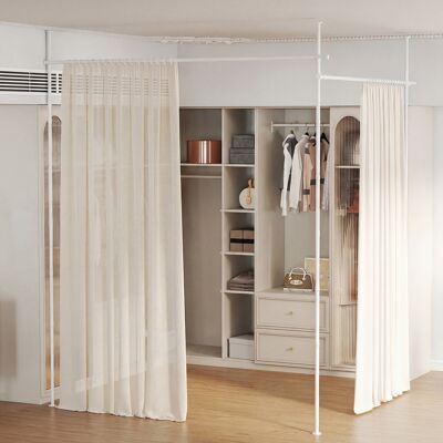CostwayTringle à Rideaux Verticale Sans Percage avec Paravent Réglable Séparateur de Pièce ou Tringle à Rideaux Tringle Rideau Brise-vue Blanc - Publicité CostwayTringle à Rideaux Verticale Sans Percage avec Paravent Réglable Séparateur de Pièce ou Tringle à Rideaux Tringle Rideau Brise-vue Blanc - Publicité