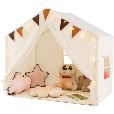 CostwayTente de Jeu pour Enfants avec Rideaux en Tissu et Moustiquaire Lumières Etoilées Fanions à Carreaux pour Les 3 Ans et Plus Beige - Publicité CostwayTente de Jeu pour Enfants avec Rideaux en Tissu et Moustiquaire Lumières Etoilées Fanions à Carreaux pour Les 3 Ans et Plus Beige - Publicité