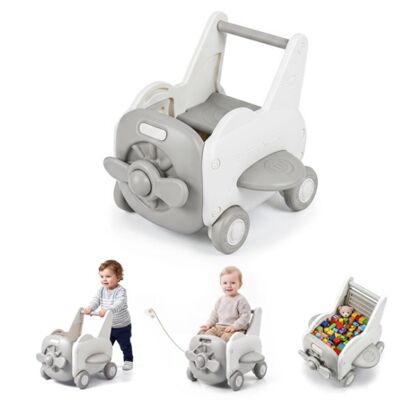 Costway3 en 1 Chariot de Marche Bebe Forme Avion Trotteur à Pousser Bébé avec Vitesse Réglable Siège Rabattable pour 1-3 Ans - Publicité Costway3 en 1 Chariot de Marche Bebe Forme Avion Trotteur à Pousser Bébé avec Vitesse Réglable Siège Rabattable pour 1-3 Ans - Publicité