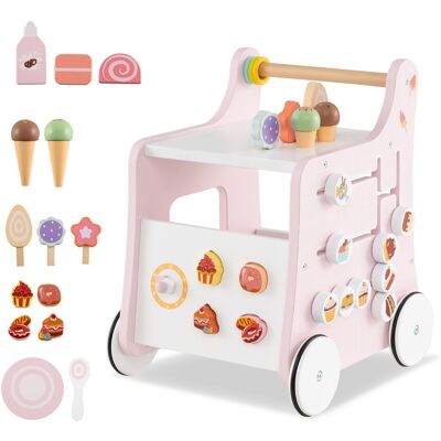 CostwayTrotteur 2 en 1 en Bois avec Rangement Trotteur pour Enfants avec Glaces Glissoires Labyrinthe Assiette et Cuillère pour 1 An et Plus Rose - Publicité CostwayTrotteur 2 en 1 en Bois avec Rangement Trotteur pour Enfants avec Glaces Glissoires Labyrinthe Assiette et Cuillère pour 1 An et Plus Rose - Publicité