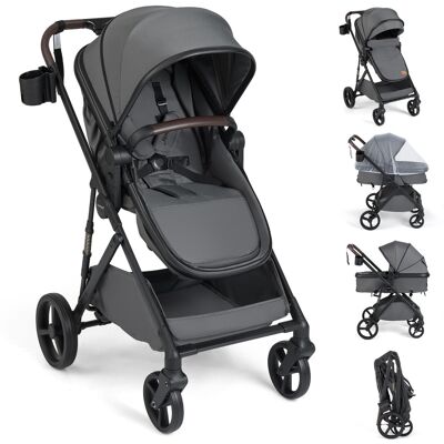 CostwayPoussette Bébé Pliable 2 en 1 avec Mode Berceau Poussette Haute Paysage Convertible avec Siège Réversible pour 0-36 Mois Gris - Publicité CostwayPoussette Bébé Pliable 2 en 1 avec Mode Berceau Poussette Haute Paysage Convertible avec Siège Réversible pour 0-36 Mois Gris - Publicité