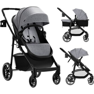 CostwayPoussette pour Bébé 2-en-1 Poussette pour Tout-petits Haute avec Siège Réversible Auvent Réglable Harnais à 5 Points Frein à Pied Gris - Publicité CostwayPoussette pour Bébé 2-en-1 Poussette pour Tout-petits Haute avec Siège Réversible Auvent Réglable Harnais à 5 Points Frein à Pied Gris - Publicité