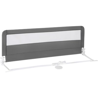 Costway150cm Barrière de Lit Pliable pour Tout-petits avec Housse Amovible Filet Respirant et Barre Transversale Métallique Supplémentaire Gris - Publicité Costway150cm Barrière de Lit Pliable pour Tout-petits avec Housse Amovible Filet Respirant et Barre Transversale Métallique Supplémentaire Gris - Publicité