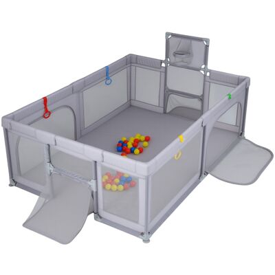 CostwayParc de Jeu Bébé avec Panier de Basket & Anneaux de Traction & Balles Océaniques Portes Zippées Ventouses Supplémentaires Gris - Publicité CostwayParc de Jeu Bébé avec Panier de Basket & Anneaux de Traction & Balles Océaniques Portes Zippées Ventouses Supplémentaires Gris - Publicité