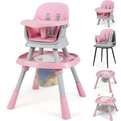 CostwayChaise Haute Convertible 16 en 1 pour Bébé Ensemble Table et Chaise avec Plateau Amovible et Harnais à 5 Points Siège Rehausseur Rose - Publicité CostwayChaise Haute Convertible 16 en 1 pour Bébé Ensemble Table et Chaise avec Plateau Amovible et Harnais à 5 Points Siège Rehausseur Rose - Publicité