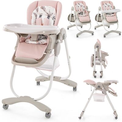 CostwayChaise Haute Pliante pour Bébés Multifonctionnelle avec Roulettes Hauteur Réglable Repose-pieds Plateau Amovible pour Les 6 à 36 Mois Rose - Publicité CostwayChaise Haute Pliante pour Bébés Multifonctionnelle avec Roulettes Hauteur Réglable Repose-pieds Plateau Amovible pour Les 6 à 36 Mois Rose - Publicité