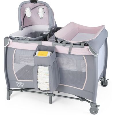 CostwayLit Parapluie Pliant Parc de Jeu Portable avec Berceau à Bascule & Table à Langer Barre de Jouets Boîte à Musique & Sac de Transport Gris - Publicité CostwayLit Parapluie Pliant Parc de Jeu Portable avec Berceau à Bascule & Table à Langer Barre de Jouets Boîte à Musique & Sac de Transport Gris - Publicité