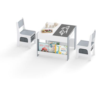 CostwayTable et Chaise Enfants 4 en 1 Table d Activité pour Tout-Petits avec Plateaux Réversibles Double Face & Bibliothèques Latérales Gris - Publicité CostwayTable et Chaise Enfants 4 en 1 Table d Activité pour Tout-Petits avec Plateaux Réversibles Double Face & Bibliothèques Latérales Gris - Publicité