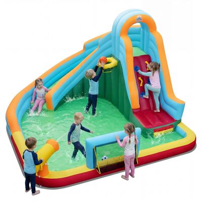 CostwayToboggan Aquatique Gonflable Château Gonflable avec Balles Océaniques Football Mur d Escalade Piscine à Éclaboussures pour 3-12 Ans - Publicité CostwayToboggan Aquatique Gonflable Château Gonflable avec Balles Océaniques Football Mur d Escalade Piscine à Éclaboussures pour 3-12 Ans - Publicité