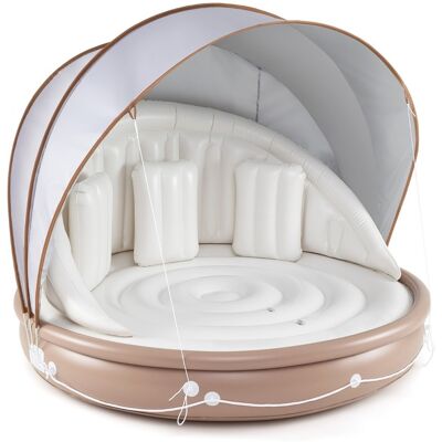 CostwayMatelas Gonflable Lounge Auvent Rétractable Amovible Flotteur de Piscine à 2 Places Charge 180KG Île Flottante 186x186x155cm - Publicité CostwayMatelas Gonflable Lounge Auvent Rétractable Amovible Flotteur de Piscine à 2 Places Charge 180KG Île Flottante 186x186x155cm - Publicité