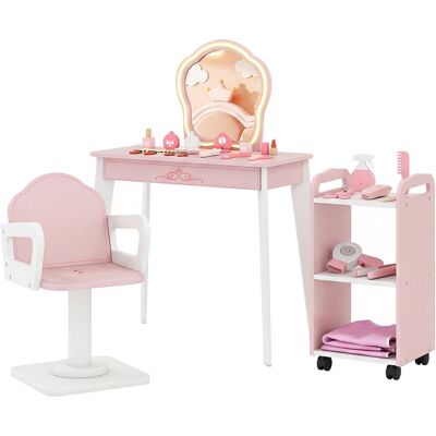CostwayKit Coiffure Enfant Coiffeuse Enfant avec Miroir Lumineux LED Fauteuil de Coiffure Pivotant 360° 10 Accessoires Inclus pour 3-7 Ans Rose - Publicité CostwayKit Coiffure Enfant Coiffeuse Enfant avec Miroir Lumineux LED Fauteuil de Coiffure Pivotant 360° 10 Accessoires Inclus pour 3-7 Ans Rose - Publicité