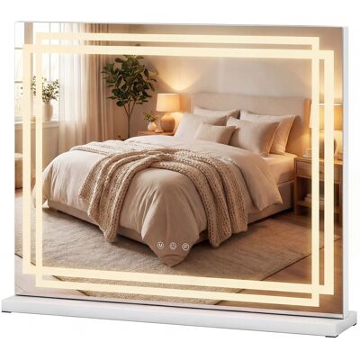 CostwayMiroir de Maquillage avec Éclairage Miroir LED Hollywood de 58 x 46 cm avec 3 Modes d'Éclairage Réglables en 3 Couleurs Commande Blanc - Publicité CostwayMiroir de Maquillage avec Éclairage Miroir LED Hollywood de 58 x 46 cm avec 3 Modes d'Éclairage Réglables en 3 Couleurs Commande Blanc - Publicité