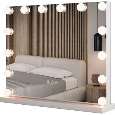 CostwayMiroir de Maquillage 14 Ampoules LED Loupe x5 Miroir de Courtoisie Eclairé de Table 3 Modes d'Eclairage Réglable - Publicité CostwayMiroir de Maquillage 14 Ampoules LED Loupe x5 Miroir de Courtoisie Eclairé de Table 3 Modes d'Eclairage Réglable - Publicité