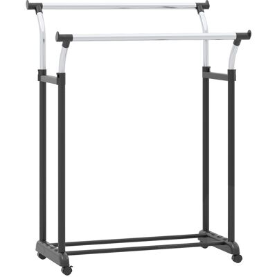 CostwayPorte-Vêtements Roulant à Double Tringle avec Hauteur Réglable Portant en Métal Robuste pour Suspendre les Vêtements avec Roulettes - Publicité CostwayPorte-Vêtements Roulant à Double Tringle avec Hauteur Réglable Portant en Métal Robuste pour Suspendre les Vêtements avec Roulettes - Publicité