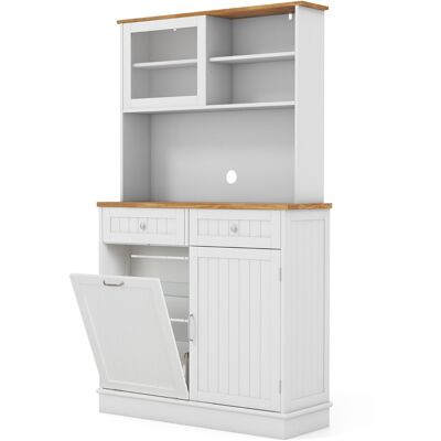 CostwayArmoire à Poubelle Inclinable 38 L avec Clapier Armoire de Rangement Garde-manger de Cuisine avec Comptoir en Bois d'Hévéa Blanc - Publicité CostwayArmoire à Poubelle Inclinable 38 L avec Clapier Armoire de Rangement Garde-manger de Cuisine avec Comptoir en Bois d'Hévéa Blanc - Publicité