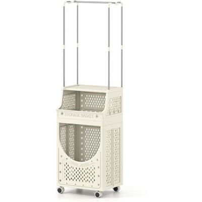 CostwayChariot à Linge 3 Niveaux avec Barre de Suspension Panier Utilitaire Pliable avec Roues Verrouillables Panier 8 Crochets Beige - Publicité CostwayChariot à Linge 3 Niveaux avec Barre de Suspension Panier Utilitaire Pliable avec Roues Verrouillables Panier 8 Crochets Beige - Publicité
