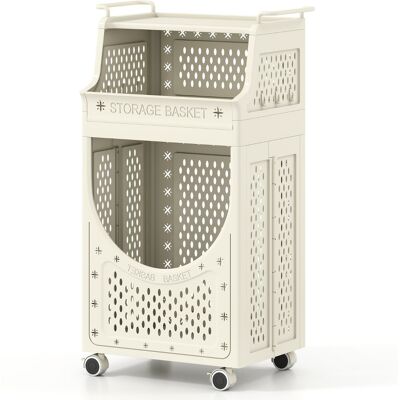 CostwayChariot à Linge 3 Niveaux Panier à Linge Pliable avec Roues Verrouillables Panier 6 Crochets Suspendus Chariot Utilitaire Roulant Beige - Publicité CostwayChariot à Linge 3 Niveaux Panier à Linge Pliable avec Roues Verrouillables Panier 6 Crochets Suspendus Chariot Utilitaire Roulant Beige - Publicité