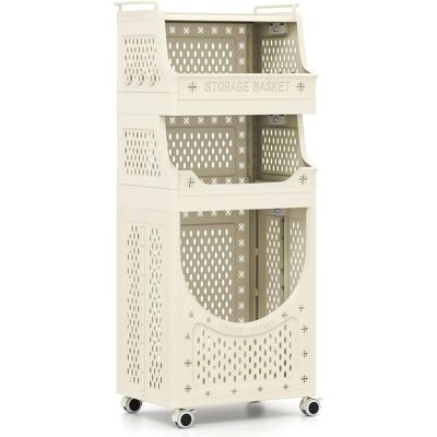 CostwayChariot à Linge 4 Niveaux Panier à Linge Pliable avec Roues Verrouillables 2 Paniers 6 Crochets Suspendus Chariot Utilitaire Roulant Beige - Publicité CostwayChariot à Linge 4 Niveaux Panier à Linge Pliable avec Roues Verrouillables 2 Paniers 6 Crochets Suspendus Chariot Utilitaire Roulant Beige - Publicité