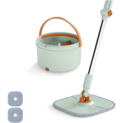 CostwayEnsemble Balai Serpillière Seau Essoreur, Tête Plate Rotatif 360° Panier Essoreur avec Poignée 2 Lingettes Lavables Réutilisable - Publicité CostwayEnsemble Balai Serpillière Seau Essoreur, Tête Plate Rotatif 360° Panier Essoreur avec Poignée 2 Lingettes Lavables Réutilisable - Publicité