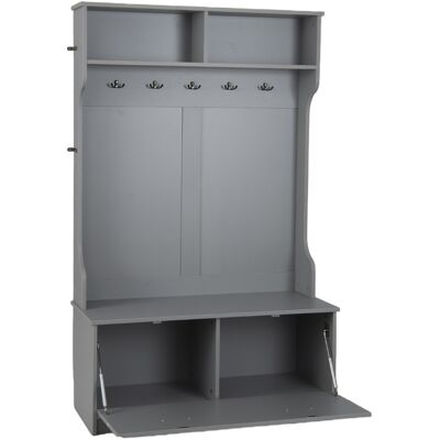 CostwayMeuble D'entrée 160 cm avec Porte-manteau et Banc de Rangement avec 5 Crochets Doubles Autoportant pour L entrée Chambre Gris - Publicité CostwayMeuble D'entrée 160 cm avec Porte-manteau et Banc de Rangement avec 5 Crochets Doubles Autoportant pour L entrée Chambre Gris - Publicité