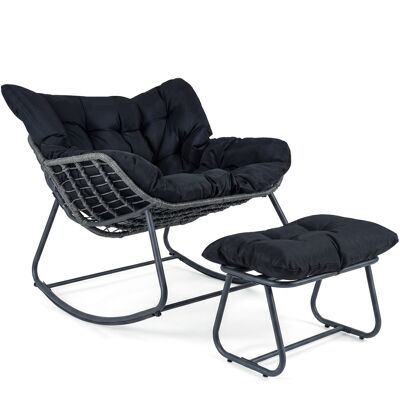 CostwayFauteuil à Bascule Œuf avec Repose-pieds Fauteuil de Jardin en Rotin PE Tressé avec Cadre en Métal Coussin Épais Charge 150 kg Noir - Publicité CostwayFauteuil à Bascule Œuf avec Repose-pieds Fauteuil de Jardin en Rotin PE Tressé avec Cadre en Métal Coussin Épais Charge 150 kg Noir - Publicité
