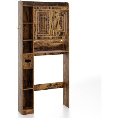 CostwayÉtagère Au-dessus des Toilettes Meuble de Rangement Autoportant avec 2 Portes 6 Compartiments Ouverts Boîte à Mouchoirs Brun Rustique - Publicité CostwayÉtagère Au-dessus des Toilettes Meuble de Rangement Autoportant avec 2 Portes 6 Compartiments Ouverts Boîte à Mouchoirs Brun Rustique - Publicité