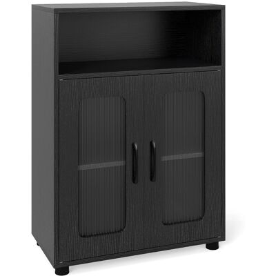 CostwayArmoire Indépendante de Salle de Bain à 2 Portes et Étagère Réglable à 3 Niveaux Compartiment Ouvert Conception Anti-basculement Noir - Publicité CostwayArmoire Indépendante de Salle de Bain à 2 Portes et Étagère Réglable à 3 Niveaux Compartiment Ouvert Conception Anti-basculement Noir - Publicité
