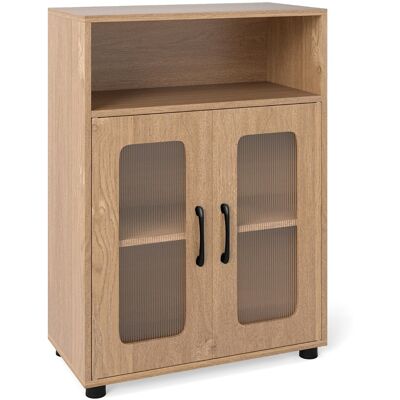 CostwayArmoire Indépendante de Salle de Bain à 2 Portes et Étagère Réglable à 3 Niveaux Compartiment Ouvert Conception Anti-basculement Naturel - Publicité CostwayArmoire Indépendante de Salle de Bain à 2 Portes et Étagère Réglable à 3 Niveaux Compartiment Ouvert Conception Anti-basculement Naturel - Publicité