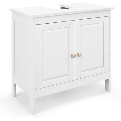 CostwayCabinet Sous Évier Meuble Indépendant avec 2 Portes Étagère Réglable en 3 Positions et Découpe en U Organisateur de Lavabo Blanc - Publicité CostwayCabinet Sous Évier Meuble Indépendant avec 2 Portes Étagère Réglable en 3 Positions et Découpe en U Organisateur de Lavabo Blanc - Publicité